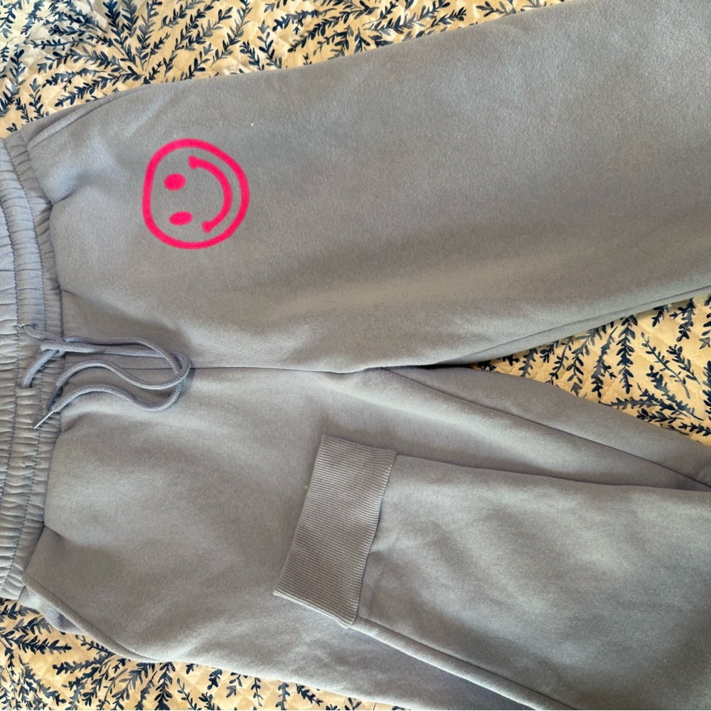 Zenana Outfitters Gray and Pink Joggers Relaxed Fit